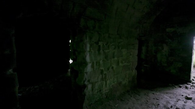 Dark chambers beneath Twizel castle on the Scottish Borders