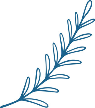 Line Art Botanical Leaf Branch Illustration