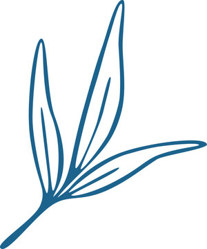 Line Art Simple Plant Leaf Sprig Illustration