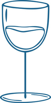 Wine Glass Hand Drawn Vector Line Art Illustration