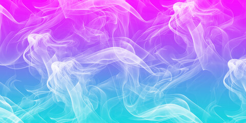 Fototapeta premium Abstract background with flowing white smoke on a vibrant pink and blue gradient