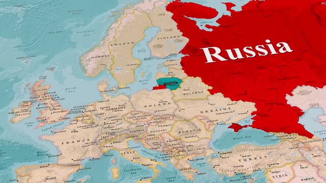 Lithuania Country Map Baltic Sea Near Russia Animation