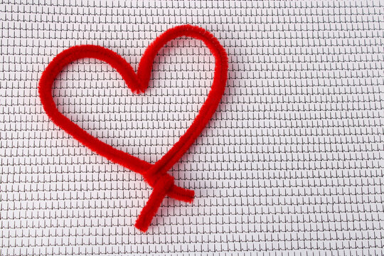 Healthy red heart on electrocardiogram