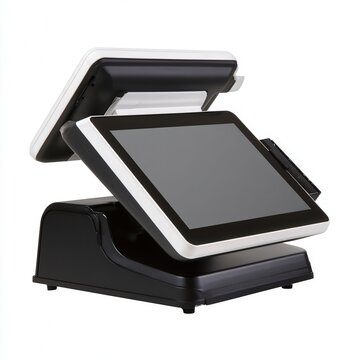 Electronic point of sale system with dual screens and card reader