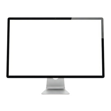 Modern computer monitor with thin stand isolated transparent background isolated on transparent background