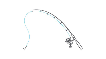 Fototapeta premium Simple minimalist fishing rod and fishing line icon.