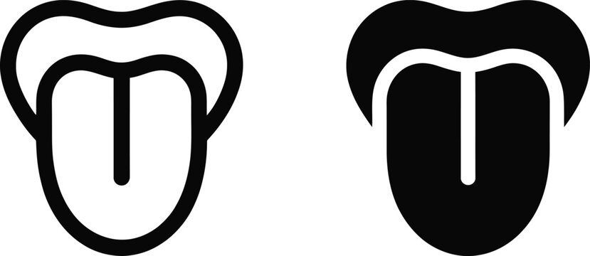 Human Tongue Organ Icon Line and Glyph Style