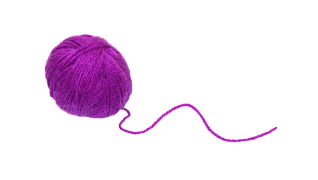 Purple knitting ball of wool thread