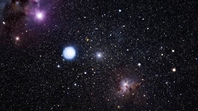 Celestial bodies in deep space with nebulae and distant stars during a cosmic journey