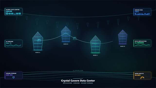 Underground Data Center Animation with Encrypted Data Replication and Threat Containment