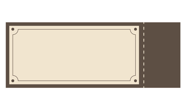 A vintage style admission ticket with perforated edge and cream center frame event pass cream background entry voucher blank space design element brown frame template ceremony minimalist