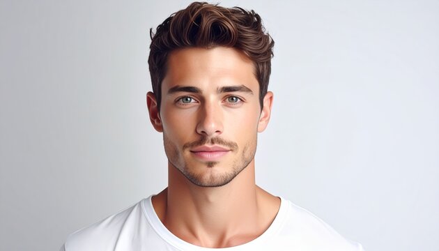 Handsome Young Man with Stylish Hair and Well Groomed Stubble
