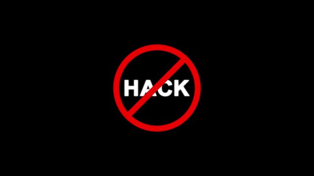 Strong anti hacking warning symbol contrast red no hacking permitted security alert visual for digital