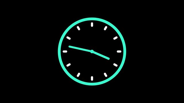 Minimalist neon clock animation: fast-paced time lapse loop for business and productivity concepts motion minimalist