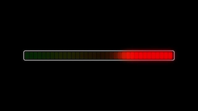 Progress Bar Animation, Green Yellow Red Loading Indicator on Black Background
