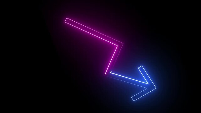 Vibrant neon glowing arrow animation transition effect dynamic digital motion futuristic u i symbol