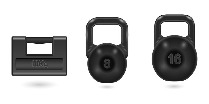 Kettlebells and weight plates for fitness and exercise transparent background