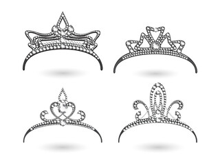 Sparkling tiara crowns for royalty and princesses transparent background © Mahmuda