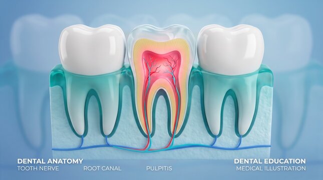 Tooth anatomy with pulpitis