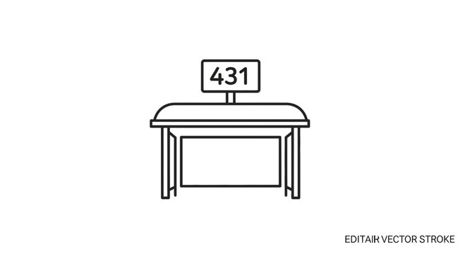 Bus Stop Icon with Route Number 431 Isolated on Transparent Background