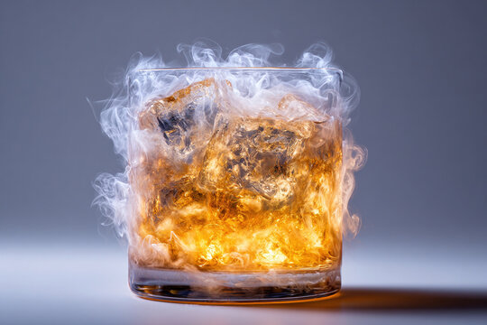 ghostly cocktail with floating ice, detailed cinematic lighting, ultra realistic, halloween theme
