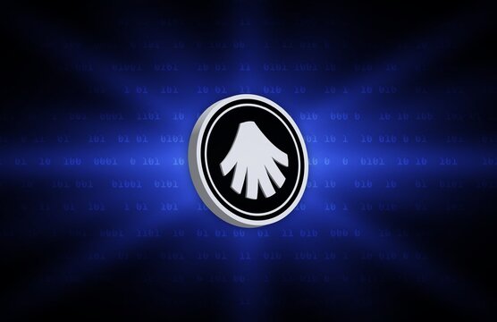 Images of allora-allo cryptocurrency logos on digital background. 3d illustrations.