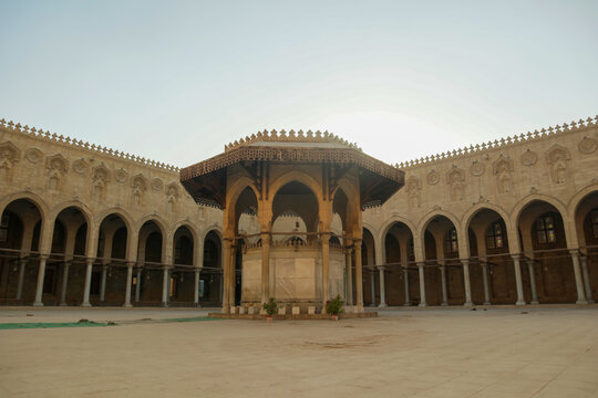 Open courtyard and ablution fountain of Sultan Al-Muayyad Mosque.
