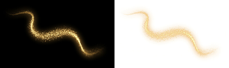 Gold glitter magic trail vector illustration isolated on transparent background © Shopna