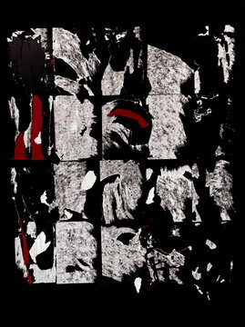 Torn Paper Poster Texture Abstract Black Background with Red Paint