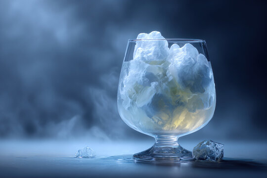 ghostly cocktail with floating ice, detailed cinematic lighting, ultra realistic, halloween theme