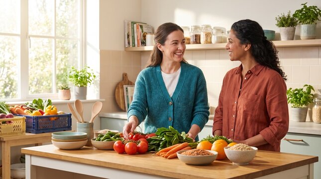 Dietitian welcomes patient to a teaching kitchen