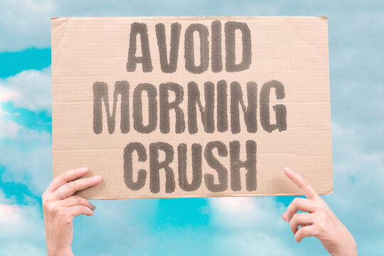 "Avoid morning crush" Early commute times pack trains to dangerous capacity where medical emergencies and injuries occur. TRANSIT. CROWDING. DANGER. HEALTH. CHAOS.