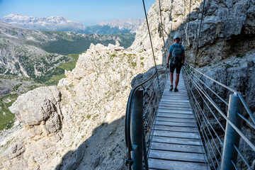 A man on the way to Monte Lagazuoi Piccolo. Alps, Dolomites, Italy. © Tomasz Warszewski
