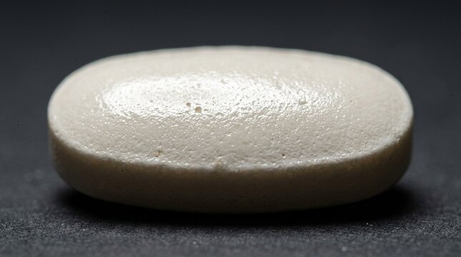 Coated Tablet Gloss Finish Captured under Raking Light in Extreme, Macro Close-Up