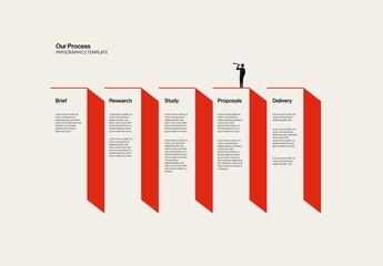 Design Process Infographic Template with Minimal Illustration