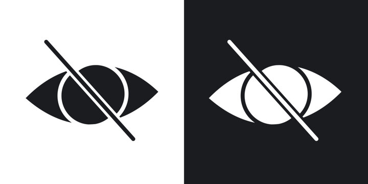 Hide icon flat outline in black
