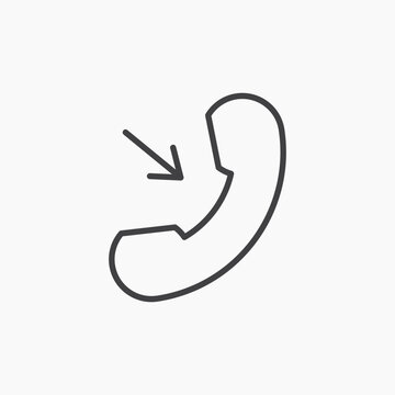 Incoming Call icon flat outline in black