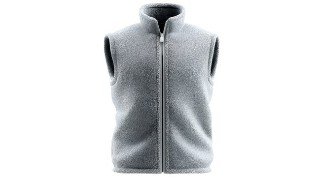 Heather grey zip up fleece vest on invisible mannequin
