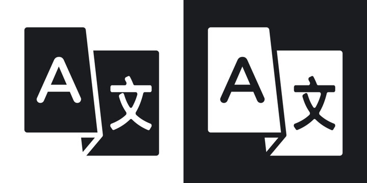 Language icon flat outline in black