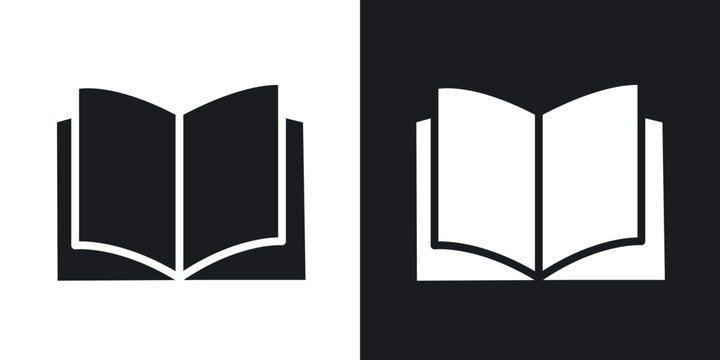 open book icon flat outline in black