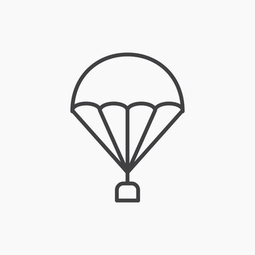 Parachute icon flat outline in black