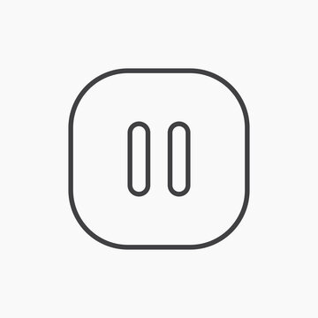 Pause icon flat outline in black