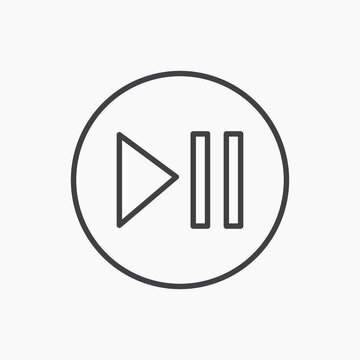 Play pause icon flat outline in black