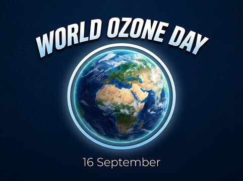 World ozone day celebration with earth globe and date for environmental awareness campaign
