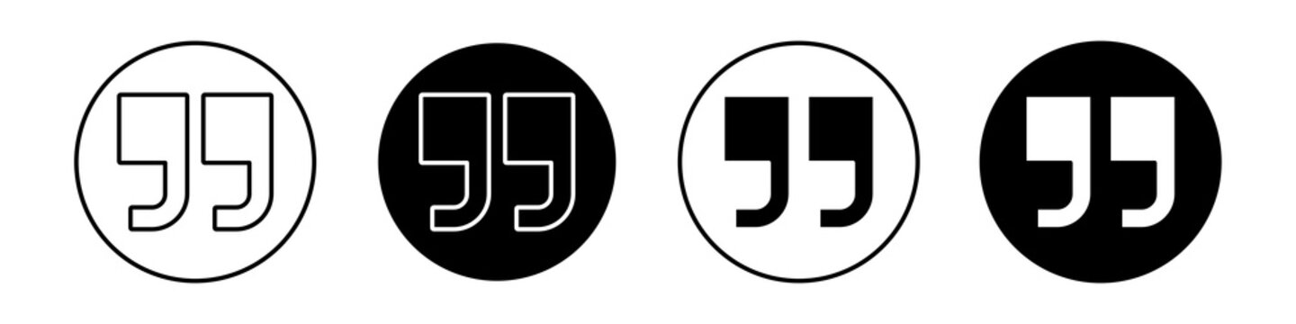 Quote right icon flat outline in black