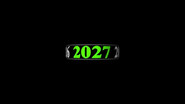 New year 2027 scroll animation. Year Scrolling Text Animation 2027. Rolling motion graphic new year. Scrolling Timeline 2026 Text Animation on Black Background. 4k video