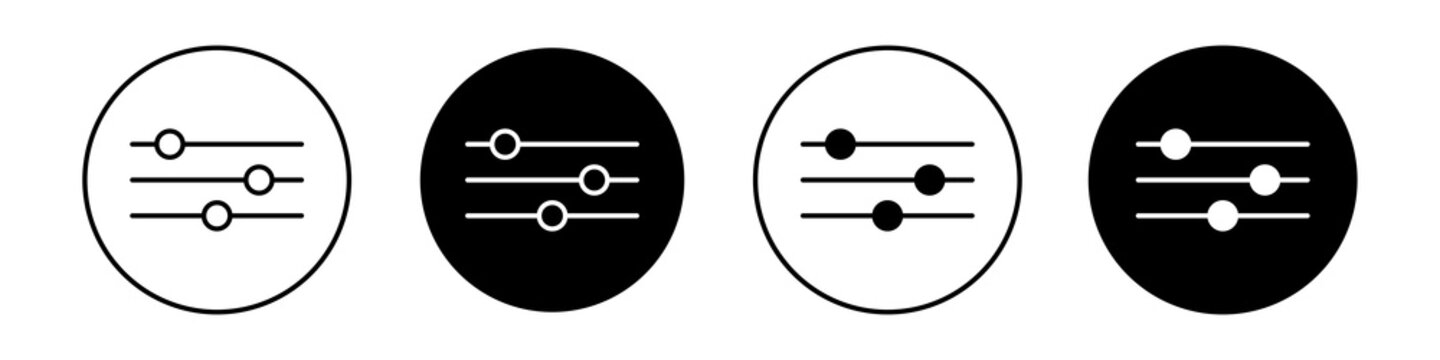 Settings sliders icon flat outline in black