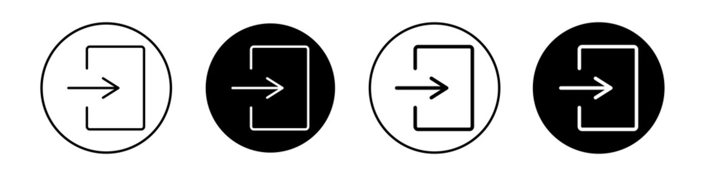 Sign out icon flat outline in black