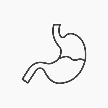Stomach icon flat outline in black