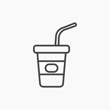 Swoosh Cup icon flat outline in black